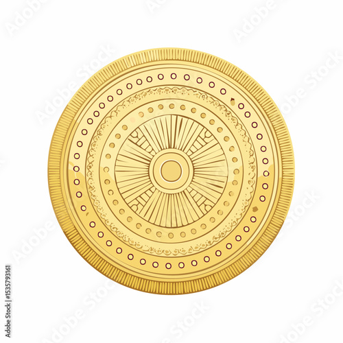 Ornate Gold Medallion with Geometric and Circular Pattern
