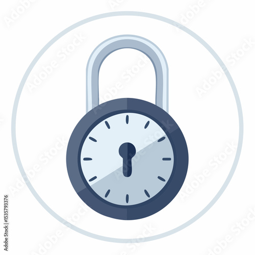 Combination Padlock with Clock Face, Security Icon, Data Protection, Privacy Symbol