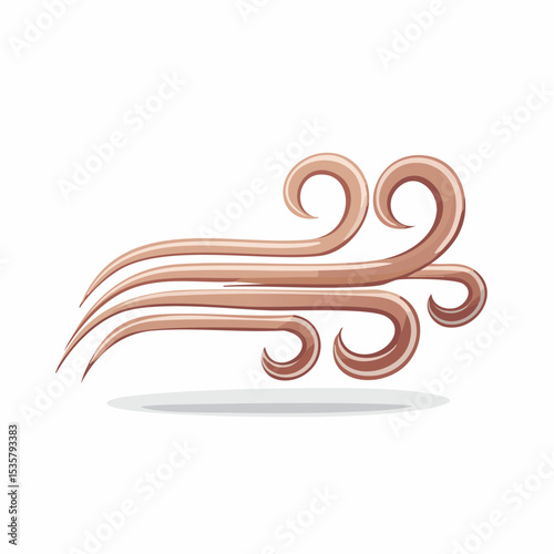 Cartoon Wind Gust Illustration Swirling Air Stream Graphic Gale Force Weather Icon Atmospheric Disturbance Climate Change Concept