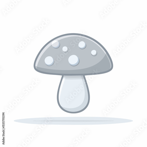 Cartoon illustration of a gray mushroom with white spots isolated on a white background forest fungi illustration