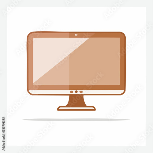 Desktop Computer Cartoon Graphic Vector Illustration Simple Technology Design Style Single Object Isolated