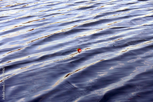 colorful fishing float floating in the water.The fish moves the fishing float,