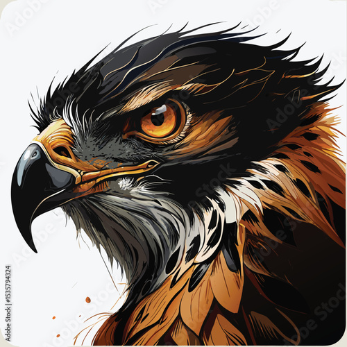 Majestic Eagle Head Illustration – Fierce Bird of Prey Art in Detail