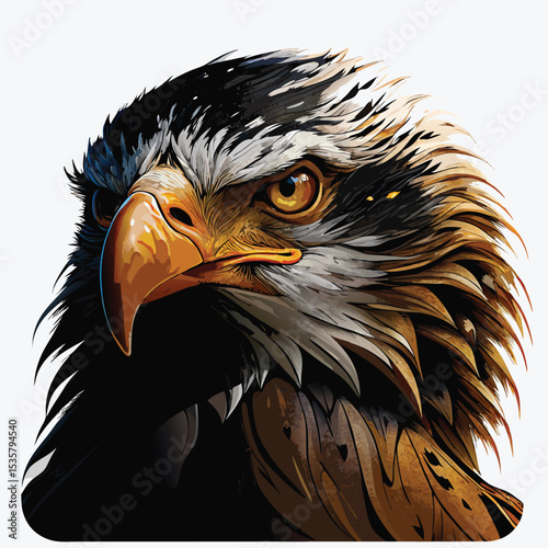 Majestic Eagle Head Illustration – Fierce Bird of Prey Art in Detail