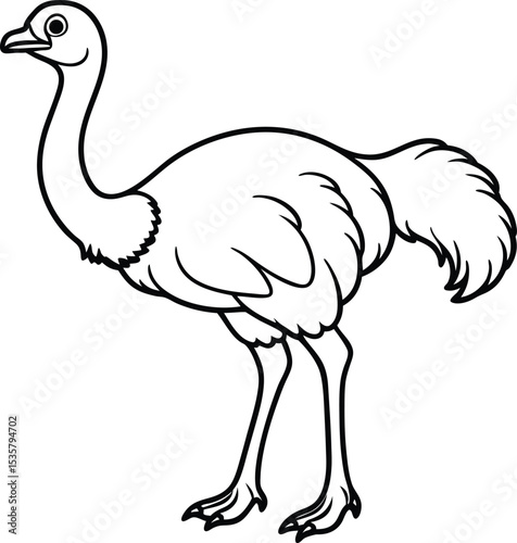 ostrich cartoon isolated on white