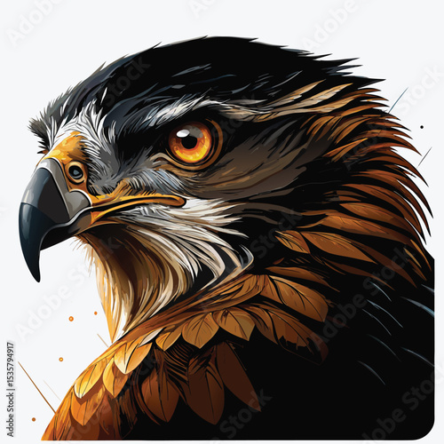 Majestic Eagle Head Illustration – Fierce Bird of Prey Art in Detail