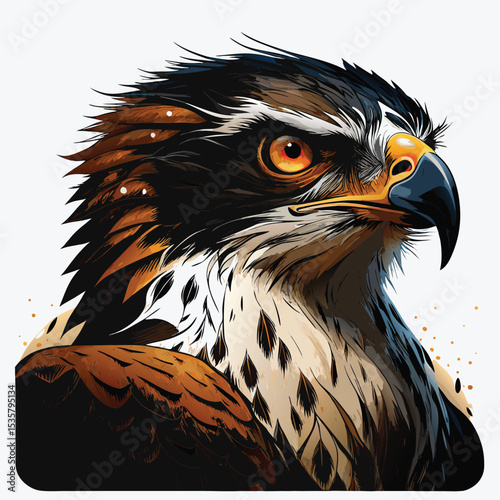 Majestic Eagle Head Illustration – Fierce Bird of Prey Art in Detail