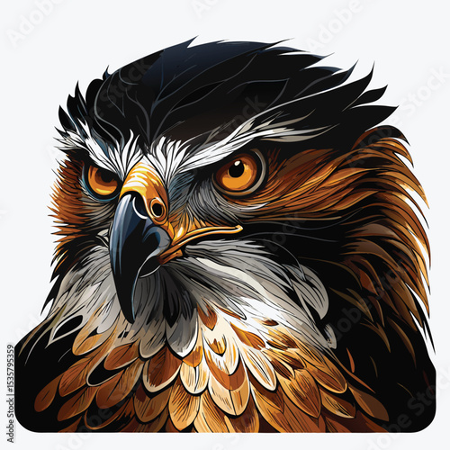 Majestic Eagle Head Illustration – Fierce Bird of Prey Art in Detail