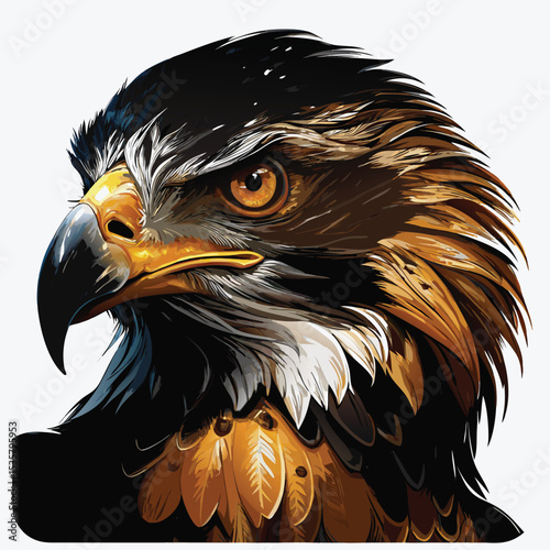 Majestic Eagle Head Illustration – Fierce Bird of Prey Art in Detail