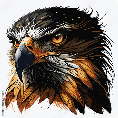 Majestic Eagle Head Illustration – Fierce Bird of Prey Art in Detail