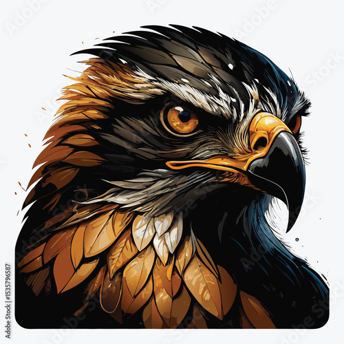 Majestic Eagle Head Illustration – Fierce Bird of Prey Art in Detail