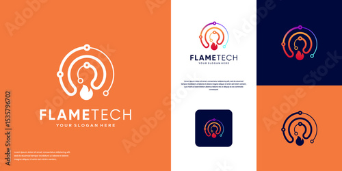 electrical connection network, thermal energy symbol, graphic design template.