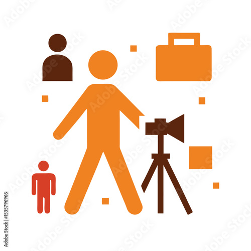 Photographer Walking Holding Tripod and Camera