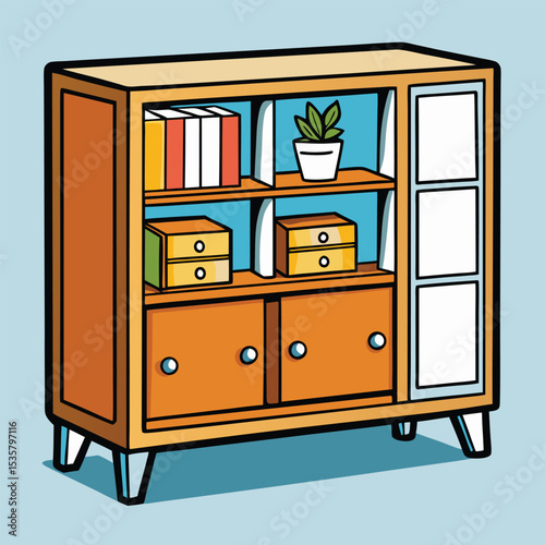 vector illustration of a cartoon office furniture