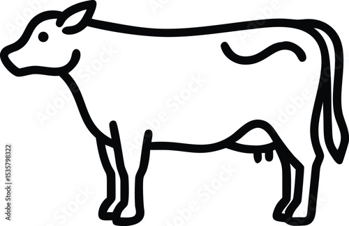 Simple Line Drawing of a Cow Perfect for Farm Animal Illustrations Dairy Products Packaging Designs and Agriculture Related Projects