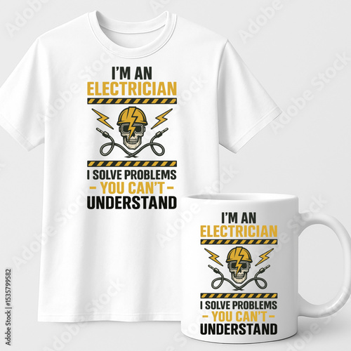 Electrician Quote Design – Funny Problem Solver Graphic for T-Shirts and Mugs

