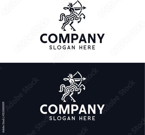 Centaur Archer Logo Design. Mythical Warrior Symbol for Fantasy Brands, Games, or Ancient Legends