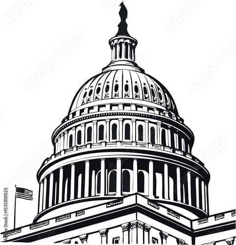  Silhouette of the United States Capitol Dome,
