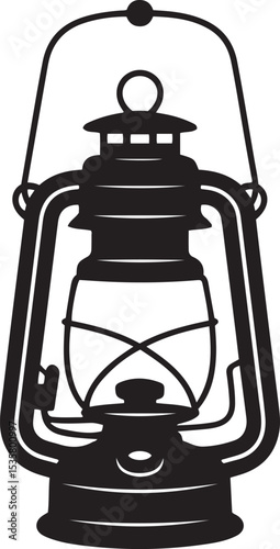 Classic rustic black silhouette vintage kerosene oil lantern lamp icon design