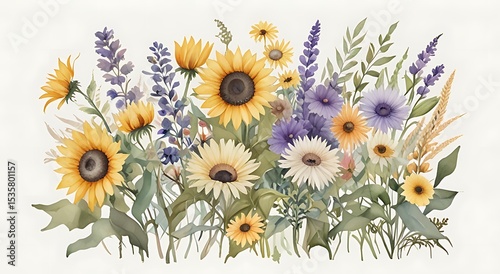 A set of watercolor paintings depicting serene landscapes in soft hues
