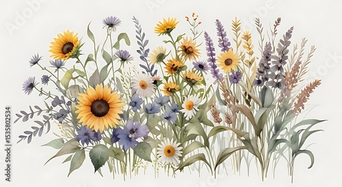 A set of artistic watercolor paintings featuring tranquil landscapes