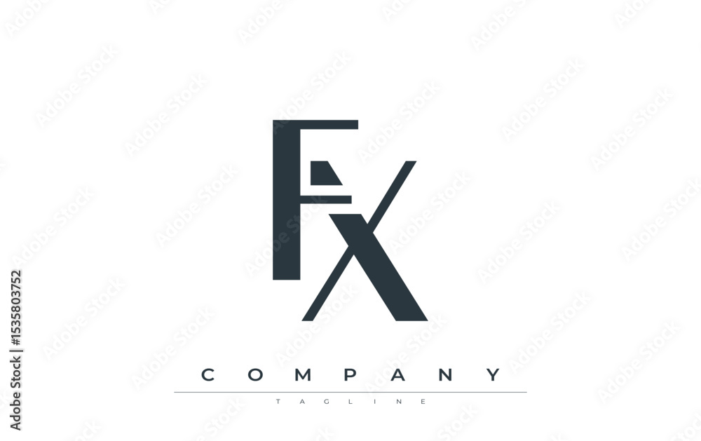 FX Modern Initials Logo Design. Branding logo with stylized initials showcasing bold design and modern aesthetic. Ideal for professional business branding or creative projects focusing on minimalistic