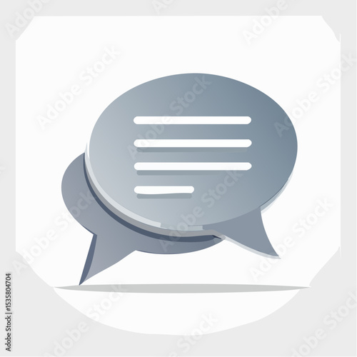 Modern vector illustration of a speech bubble icon with lines representing text messages