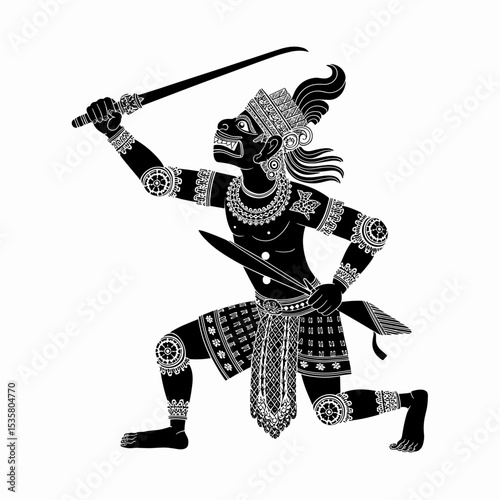 Indonesian Wayang Kulit Shadow Puppet Warrior