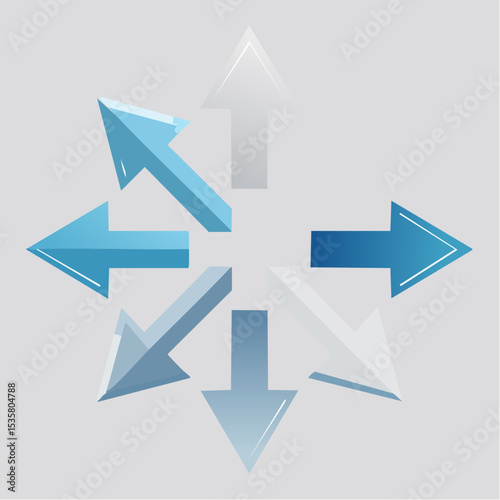 Abstract illustration of arrows pointing in different directions on a gray background