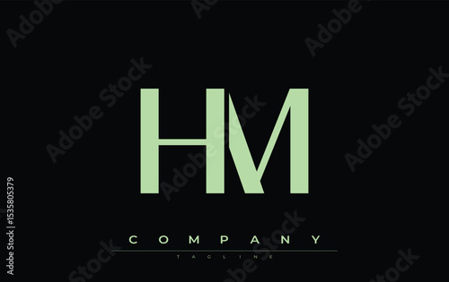 HM Modern Initials Logo Design. Branding logo with stylized initials showcasing bold design and modern aesthetic. Ideal for professional business branding or creative projects focusing on minimalistic