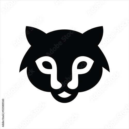Black and white stylized raccoon head icon design with bold graphic elements
