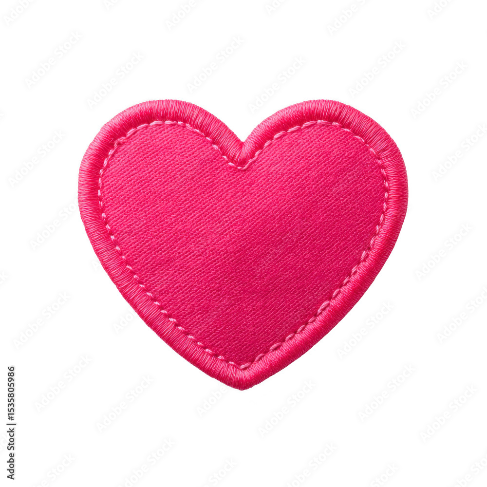 Vibrant pink heart shaped fabric patch with detailed stitching, perfect for adding touch of love to clothing or accessories. texture and color create cheerful and playful vibe Vibrant pink heart shaped fabric patch with detailed stitching, perfect for adding touch of love to clothing or accessories. texture and color create cheerful and playful vibe