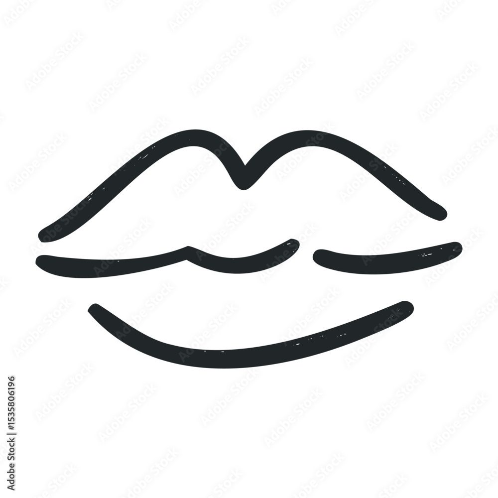 Minimalist illustration of stylized lips in black outline – stock vector icon in line drawing style Minimalist illustration of stylized lips in black outline – stock vector icon in line drawing style