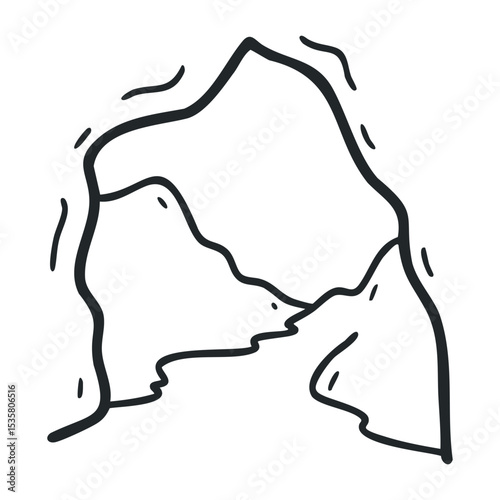 Simple line drawing of a mountain-shaped rock formation – stock vector icon in line drawing style