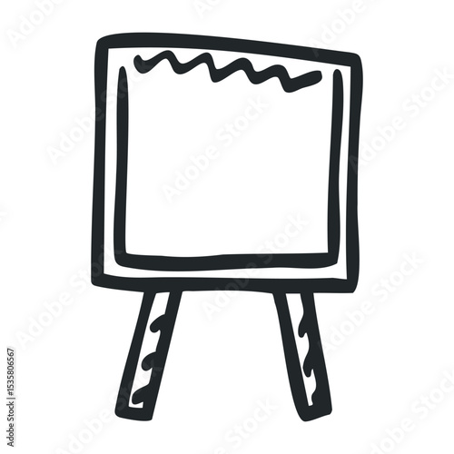 Hand-drawn chalkboard on stand sketch with zigzag lines – stock vector icon in line drawing style