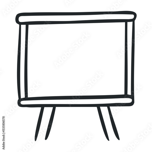 Blank flip chart easel for presentations and workshops – stock vector icon in line drawing style