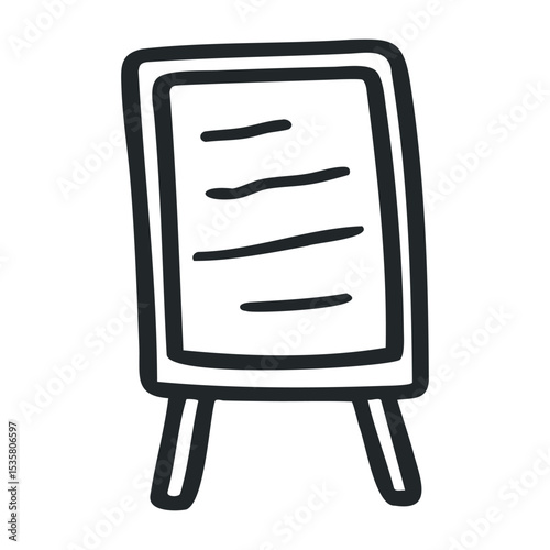 Simple chalkboard sign drawing on easel for restaurant or cafe display – stock vector icon in line drawing style
