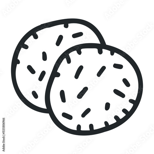 Outline illustration of two whole potatoes with dotted texture – stock vector icon in line drawing style