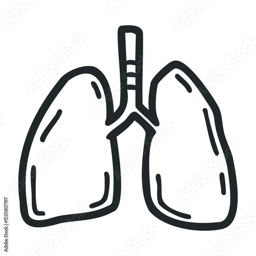 Simple line drawing of human lungs with trachea for medical education – stock vector icon in line drawing style