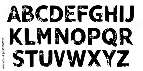 Grunge font design, vector illustration. Set of rough alphabet letters.