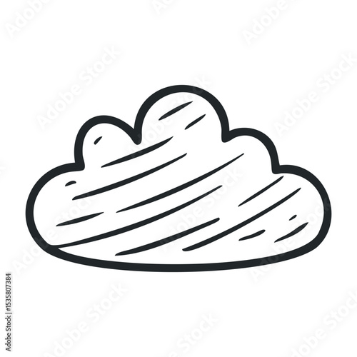 Fluffy cumulus cloud illustration with simple cartoon style – stock vector icon in line drawing style