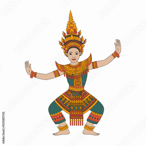 Traditional Khmer Classical Dancer Pose