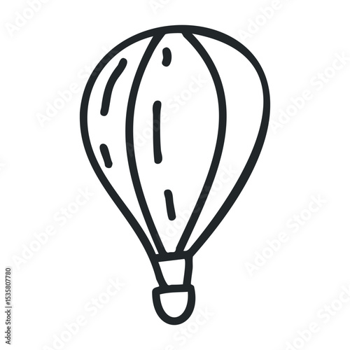 Simple line drawing of a hot air balloon icon – stock vector icon in line drawing style
