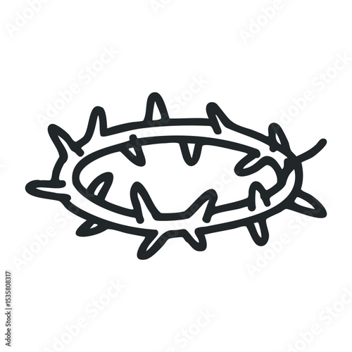 Crown of thorns symbolizing sacrifice and suffering – stock vector icon in line drawing style