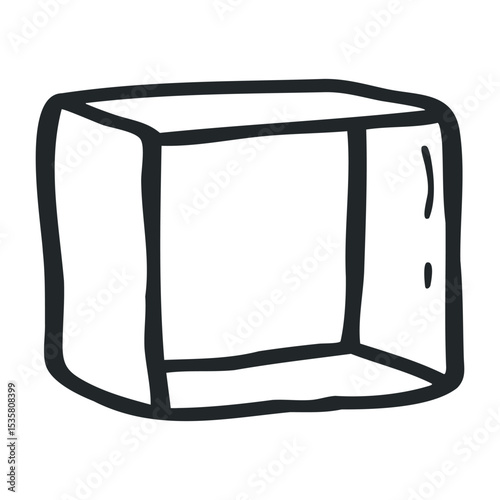 Simple sketch of a rectangular box with bold lines – stock vector icon in line drawing style