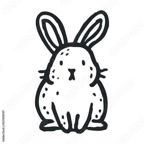 Cute hand-drawn bunny sketch with long ears – stock vector icon in line drawing style