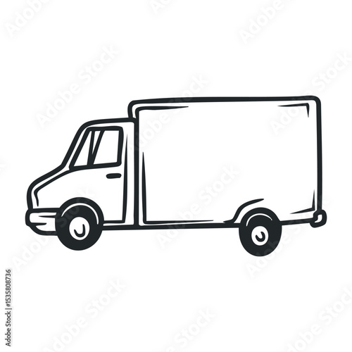 Simple hand-drawn minimalist truck design sketch – stock vector icon in line drawing style
