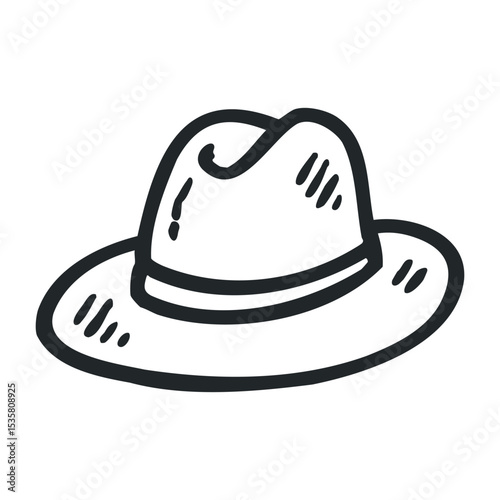 Simple line drawing of a classic fedora hat – stock vector icon in line drawing style