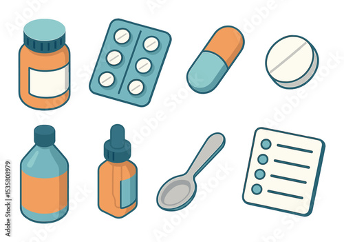 Pharmacy icons set – flat, medical and healthcare symbol collection