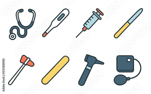 Medical tools icons set – outline, healthcare and medical equipment symbols